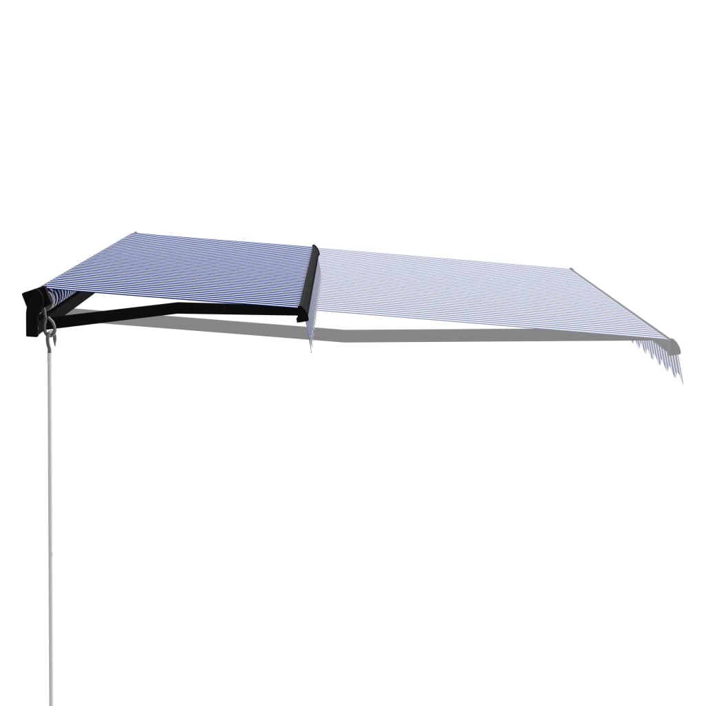 Manual Retractable Awning 450x300 cm Blue and White