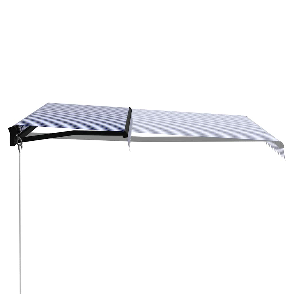 Manual Retractable Awning with LED 300x250 cm Blue and White