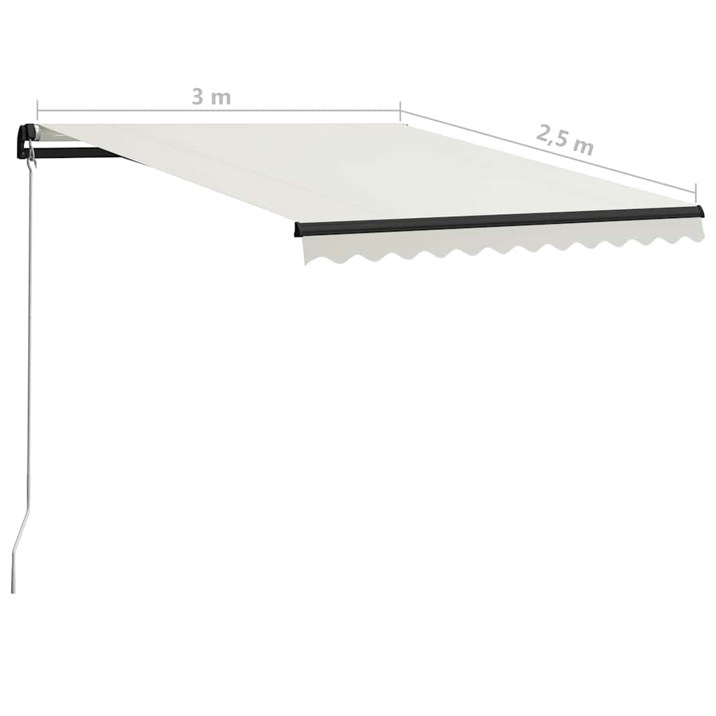 Manual Retractable Awning with LED 300x250 cm Cream