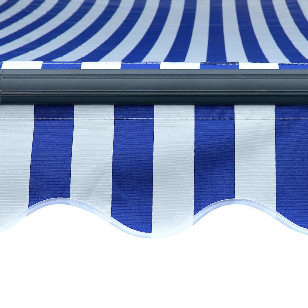 Manual Retractable Awning with LED 450x300 cm Blue and White