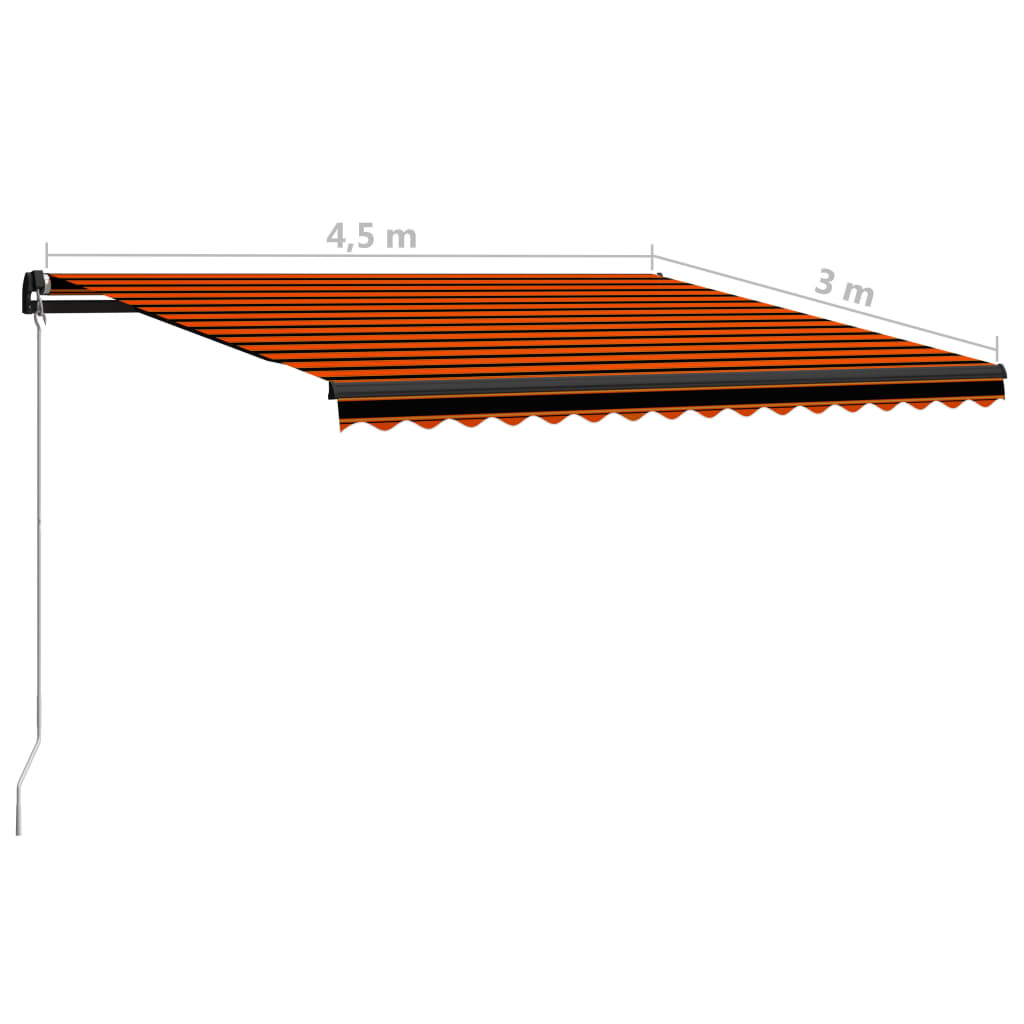 Manual Retractable Awning with LED 450x300 cm Orange and Brown