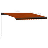 Manual Retractable Awning with LED 450x300 cm Orange and Brown