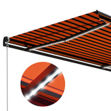 Manual Retractable Awning with LED 450x300 cm Orange and Brown