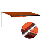Manual Retractable Awning with LED 600x300 cm Orange and Brown