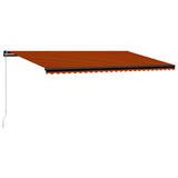 Manual Retractable Awning with LED 600x300 cm Orange and Brown