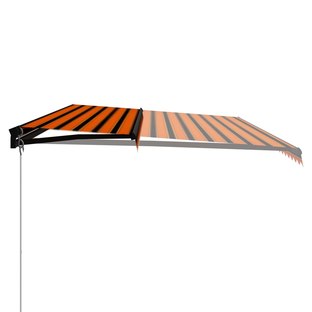 Manual Retractable Awning with LED 600x300 cm Orange and Brown