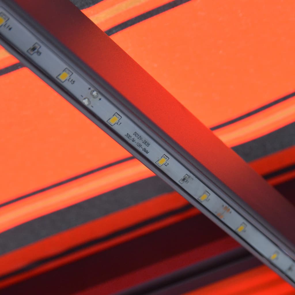 Manual Retractable Awning with LED 600x300 cm Orange and Brown
