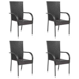 Stackable Outdoor Chairs 4 pcs Poly Rattan Brown
