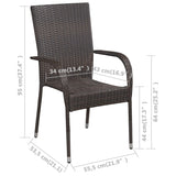 Stackable Outdoor Chairs 4 pcs Poly Rattan Brown