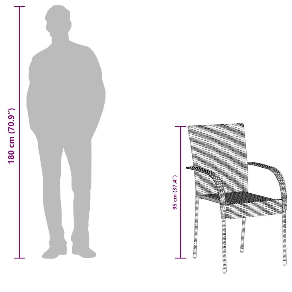 Stackable Outdoor Chairs 4 pcs Poly Rattan Brown