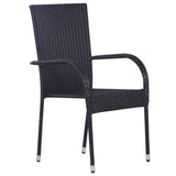 Stackable Outdoor Chairs 4 pcs Poly Rattan Black