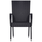 Stackable Outdoor Chairs 4 pcs Poly Rattan Black