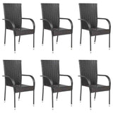 Stackable Outdoor Chairs 6 pcs Poly Rattan Brown