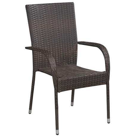 Stackable Outdoor Chairs 6 pcs Poly Rattan Brown