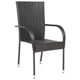 Stackable Outdoor Chairs 6 pcs Poly Rattan Brown