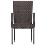 Stackable Outdoor Chairs 6 pcs Poly Rattan Brown