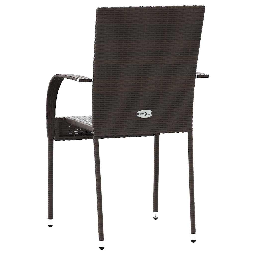 Stackable Outdoor Chairs 6 pcs Poly Rattan Brown