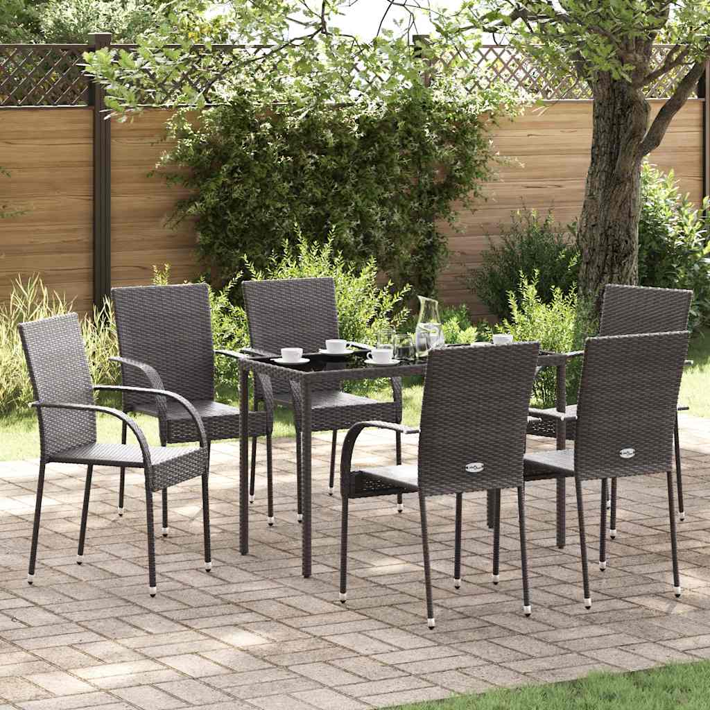 Stackable Outdoor Chairs 6 pcs Poly Rattan Brown