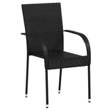 Stackable Outdoor Chairs 6 pcs Poly Rattan Black