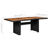 Garden Dining Table Black 200x100x74 cm Poly Rattan