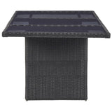 Garden Dining Table Black 200x100x74 cm Glass and Poly Rattan