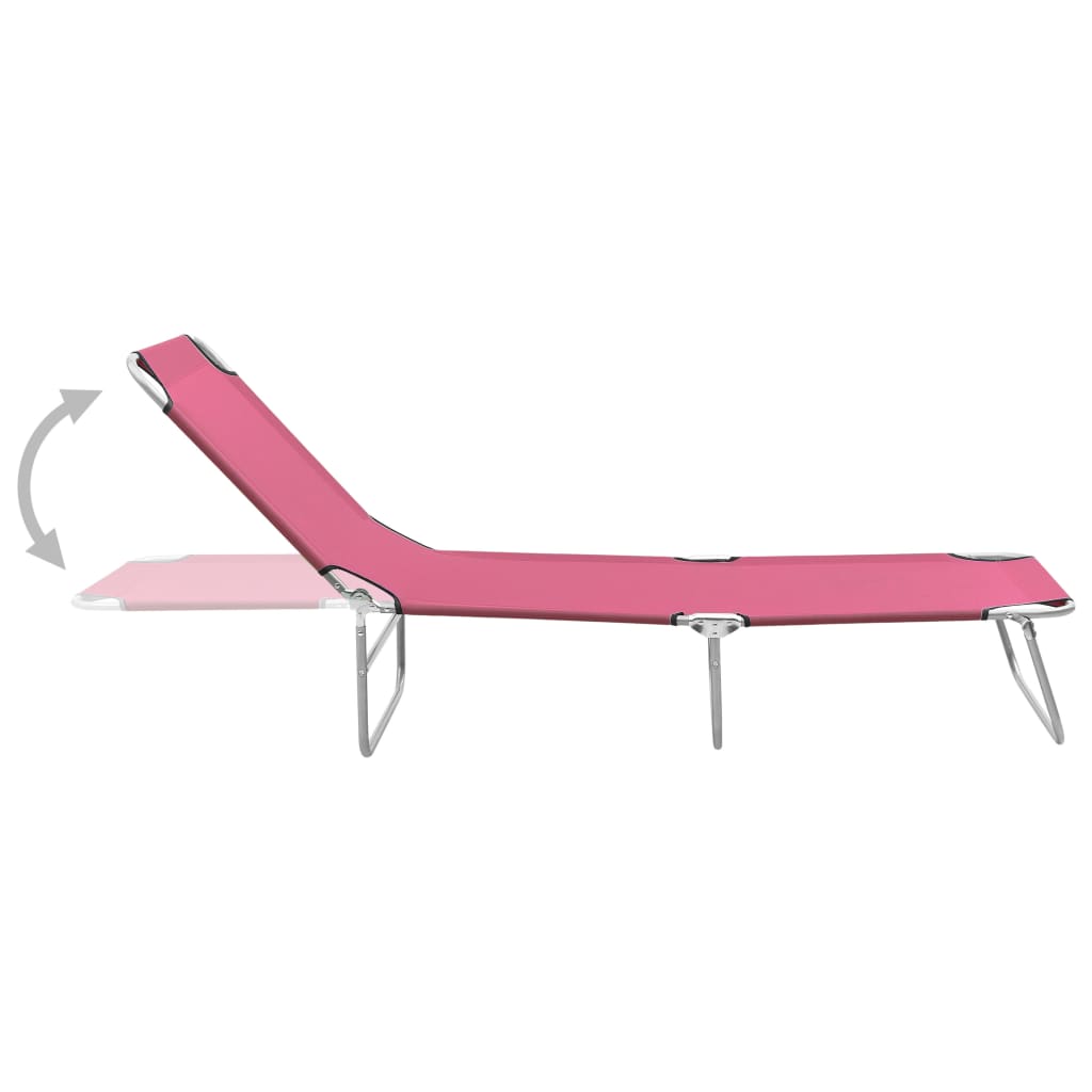 Folding Sun Lounger Steel and Fabric Pink