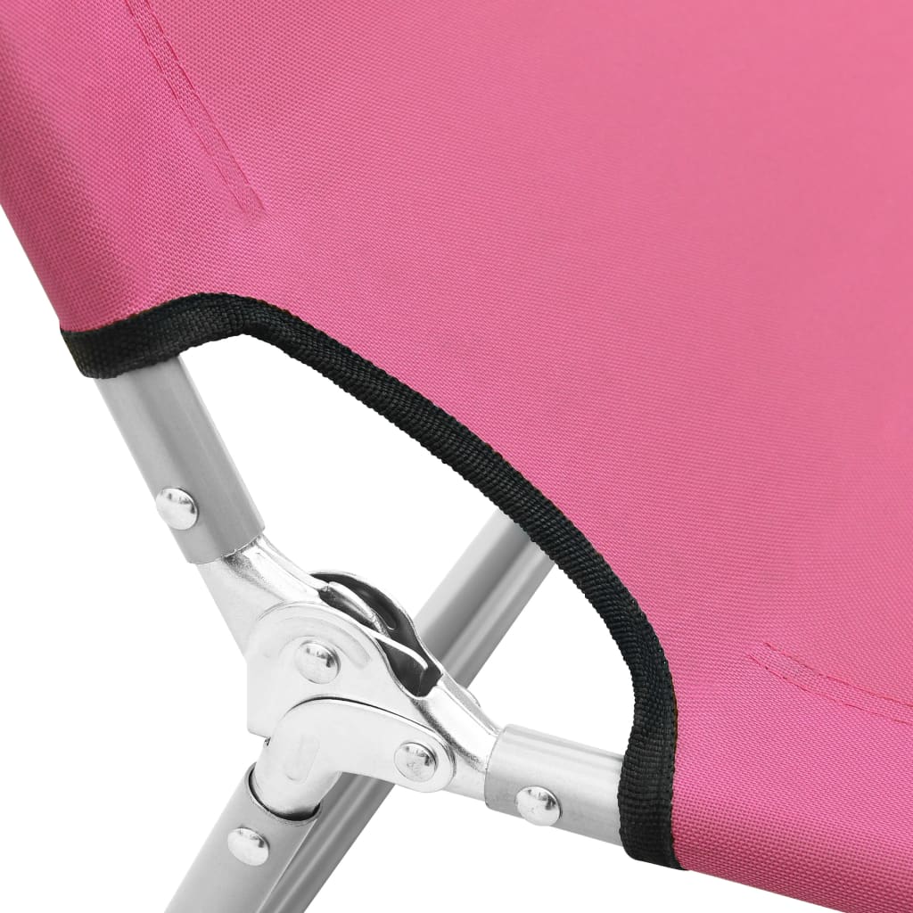 Folding Sun Lounger Steel and Fabric Pink