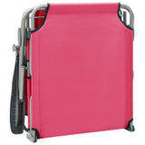 Sun Lounger with Canopy Steel Pink