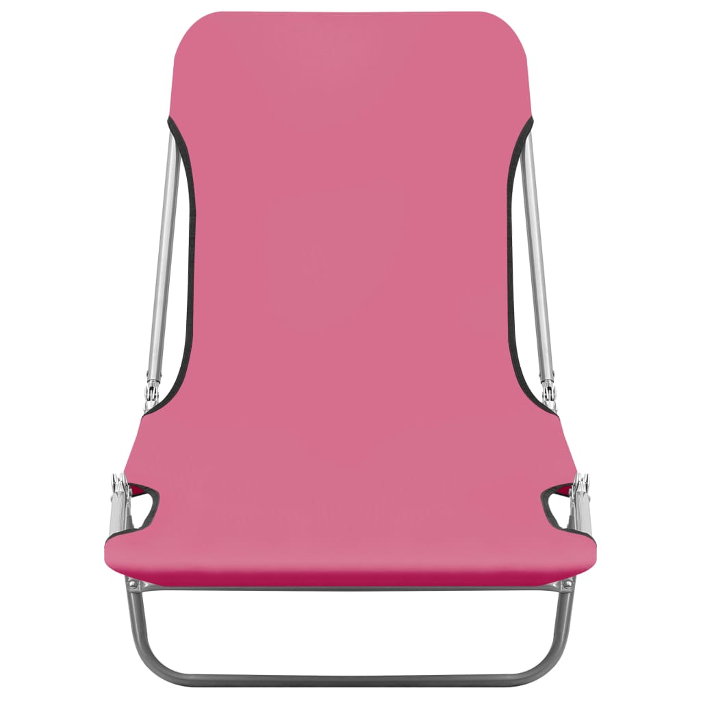 Folding Sun Loungers 2 pcs Steel and Fabric Pink