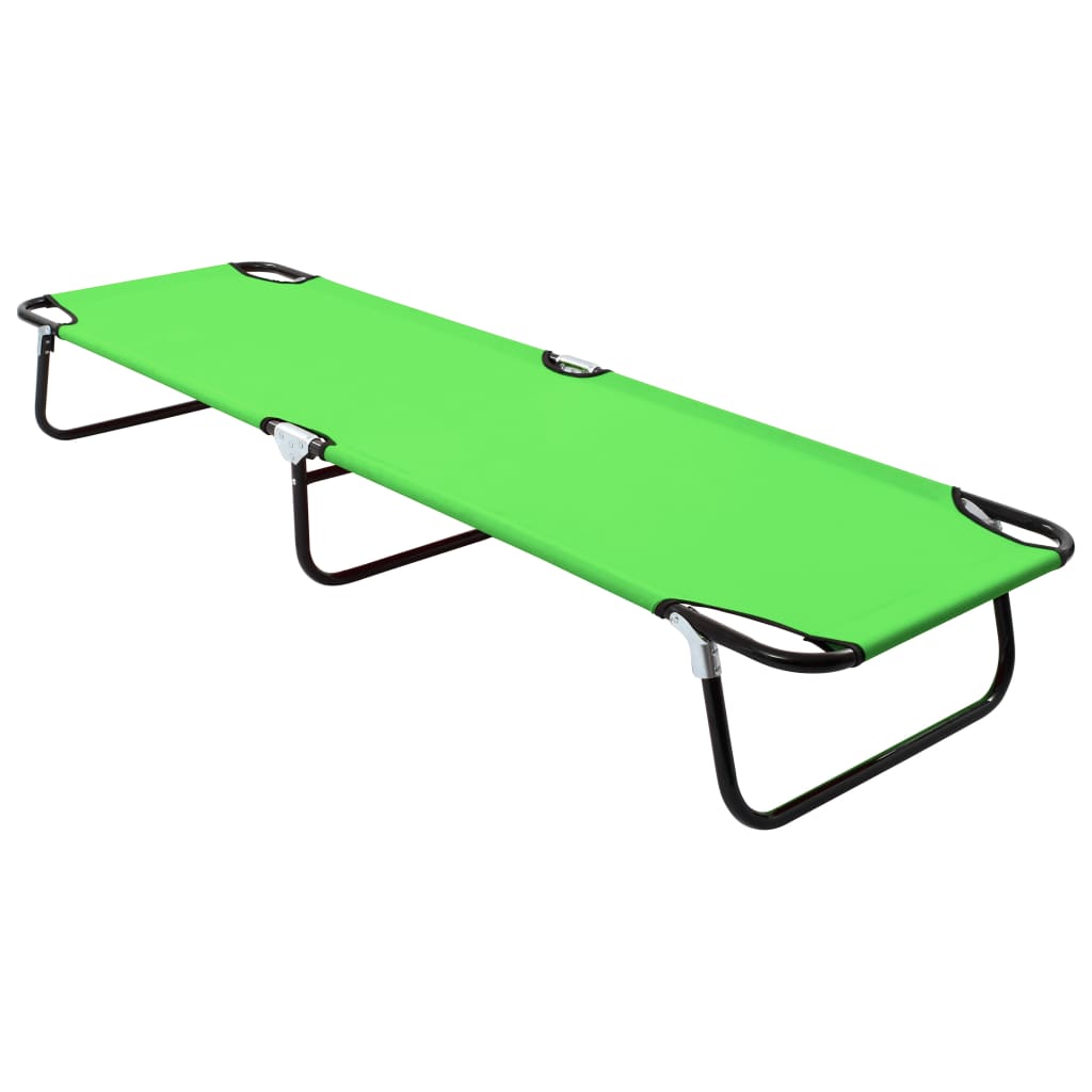 Folding Sun Lounger Steel Green