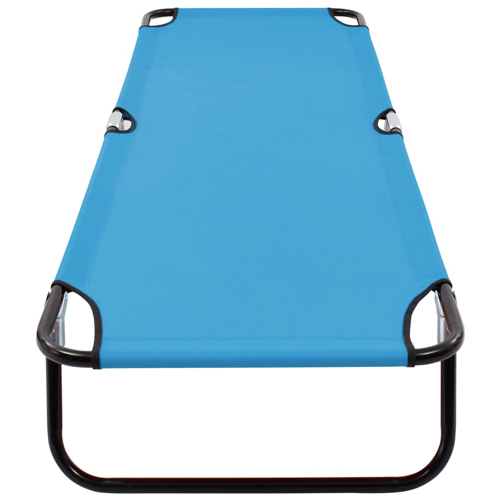 Folding Sun Lounger Steel Turquoise Blue