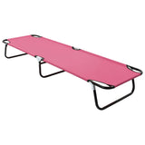 Folding Sun Lounger Steel Pink