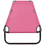 Folding Sun Lounger Steel Pink