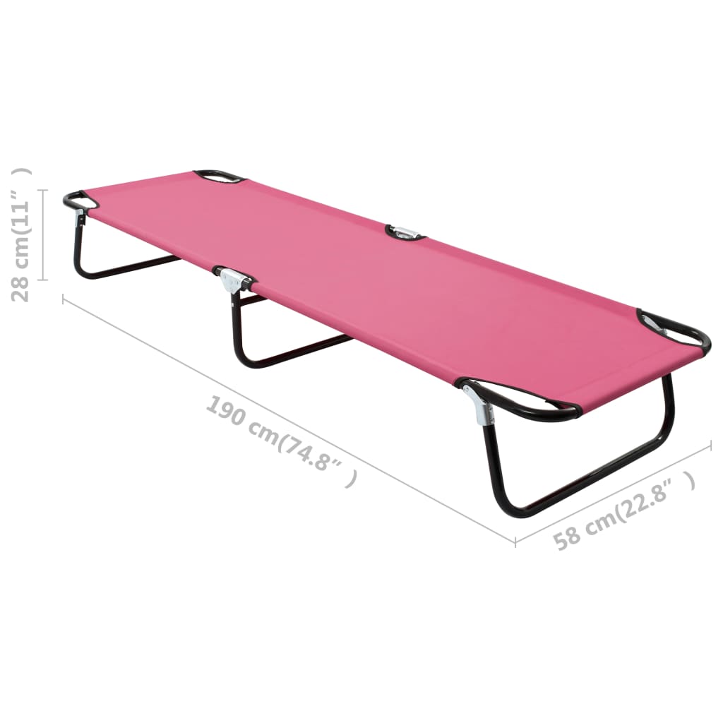 Folding Sun Lounger Steel Pink