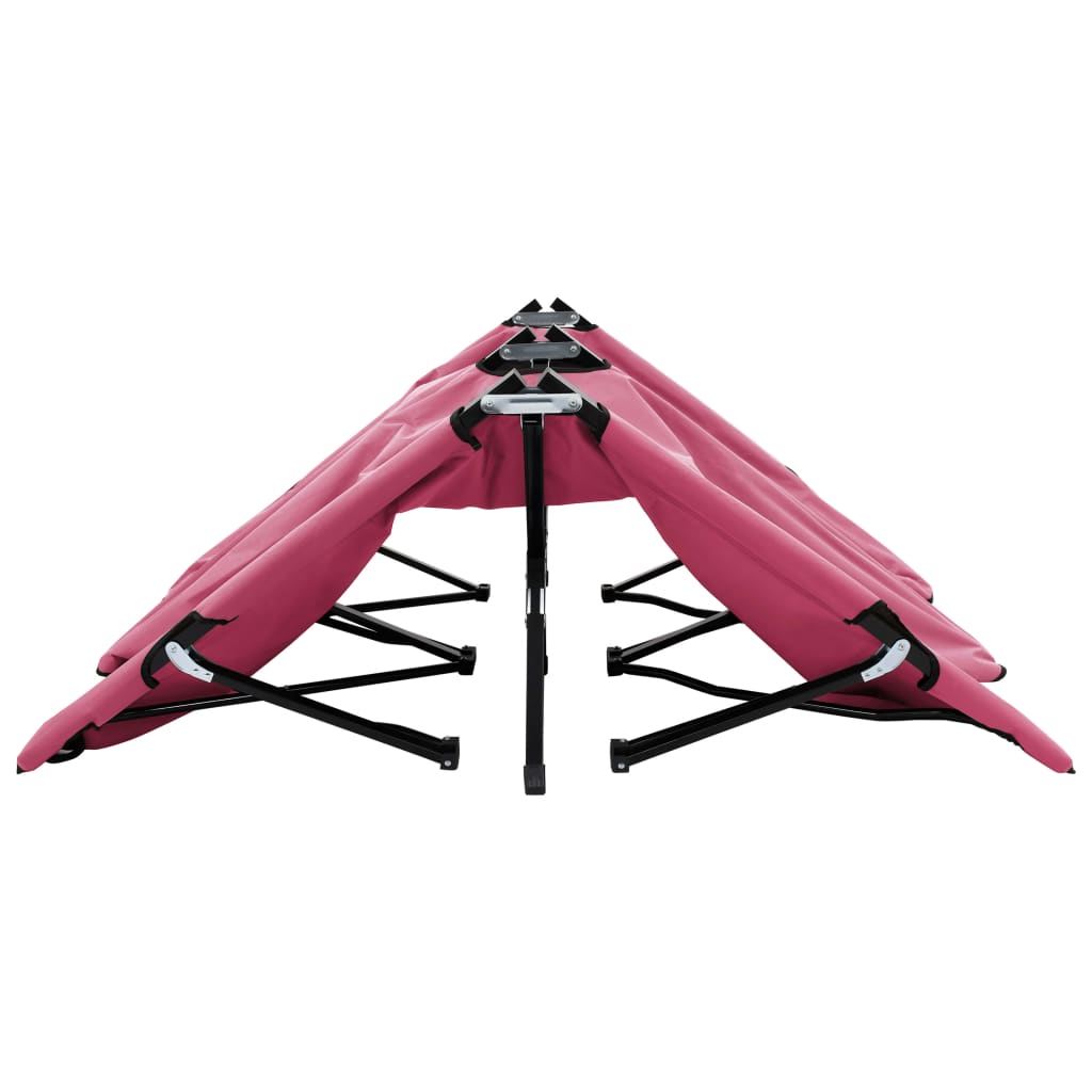 Two Person Folding Sun Lounger Pink Steel