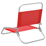 Folding Beach Chairs 2 pcs Red Fabric