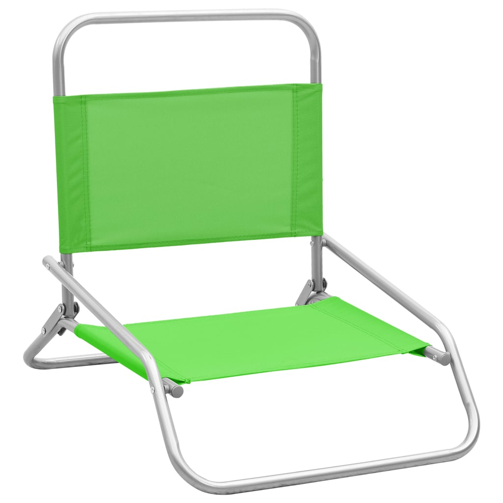 Folding Beach Chairs 2 pcs Green Fabric