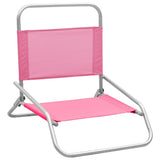 Folding Beach Chairs 2 pcs Pink Fabric