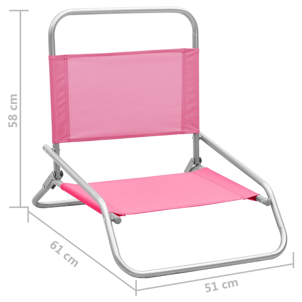 Folding Beach Chairs 2 pcs Pink Fabric