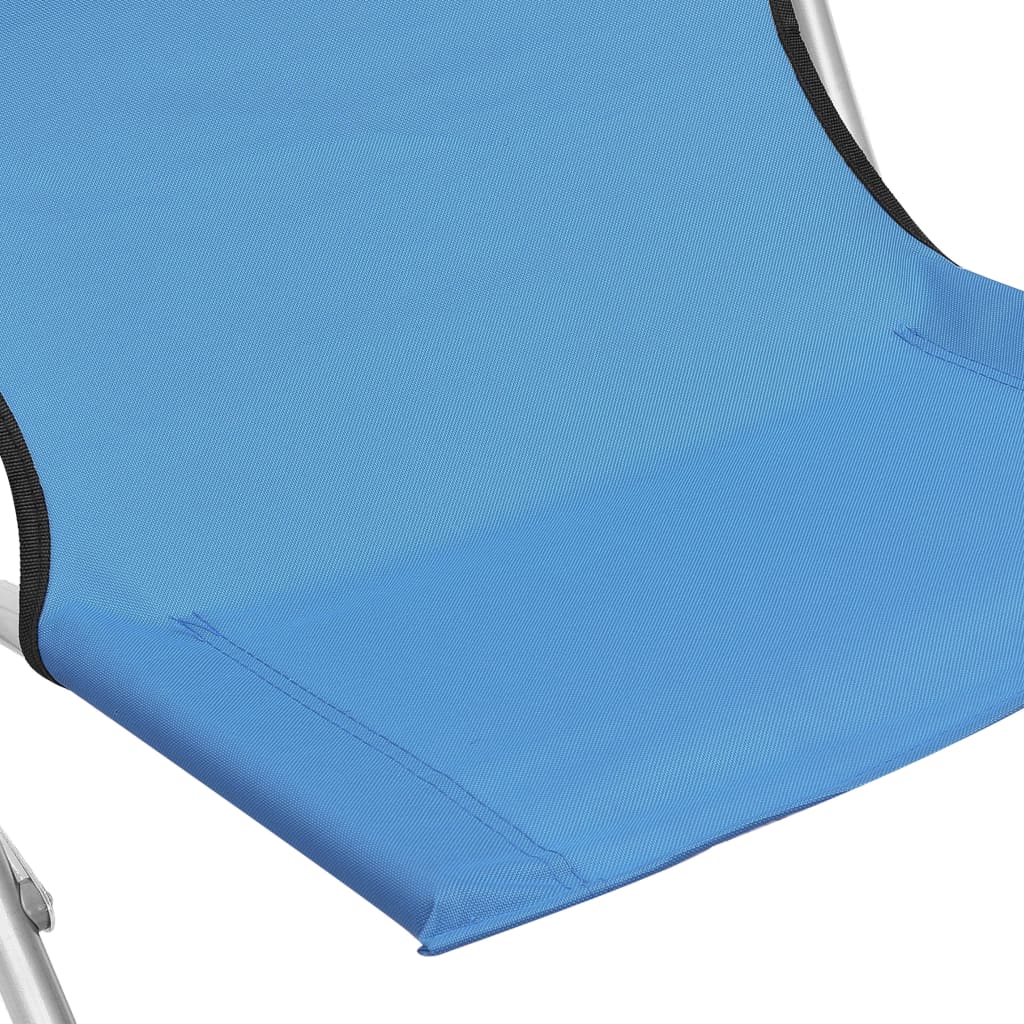 Folding Beach Chairs 2 pcs Blue Fabric