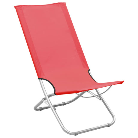 Folding Beach Chairs 2 pcs Red Fabric