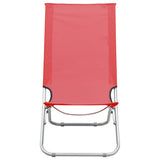 Folding Beach Chairs 2 pcs Red Fabric