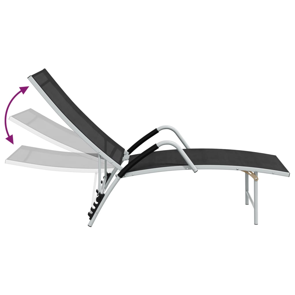 Sun Lounger Textilene and Aluminium Black