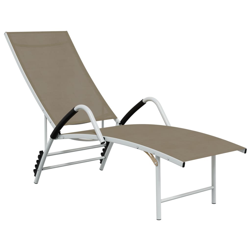 Sun Lounger Textilene and Aluminium Taupe