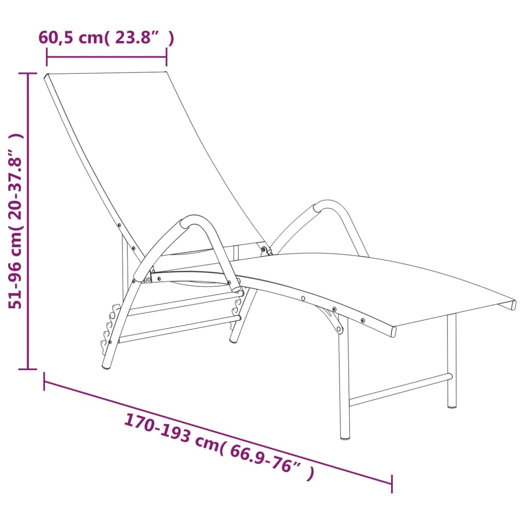 Sun Lounger Textilene and Aluminium Taupe