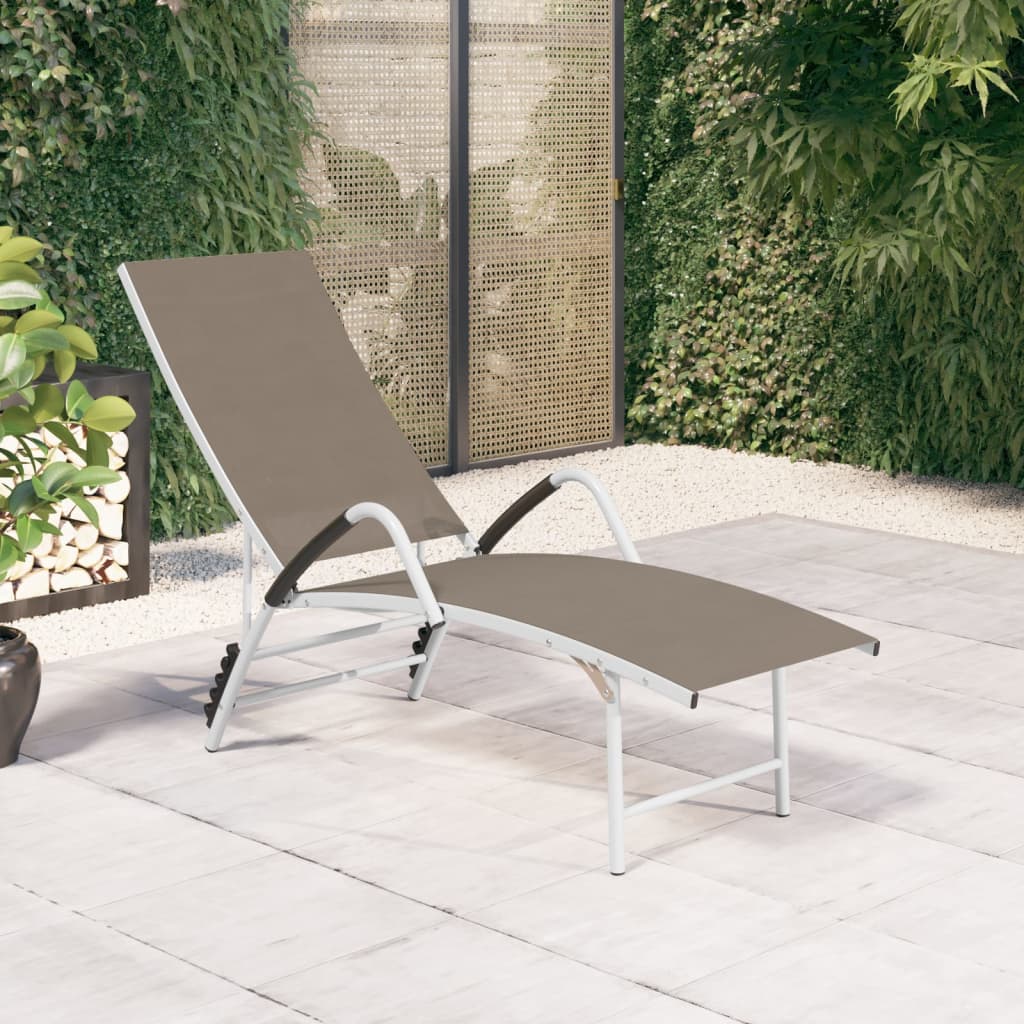 Sun Lounger Textilene and Aluminium Taupe