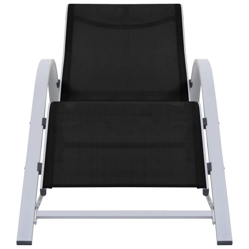 Sun Loungers 2 pcs with Table Aluminium Black