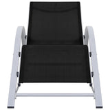 Sun Loungers 2 pcs with Table Aluminium Black