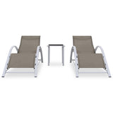 Sun Loungers 2 pcs with Table Aluminium Taupe