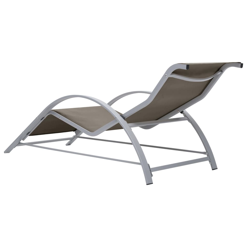 Sun Loungers 2 pcs with Table Aluminium Taupe